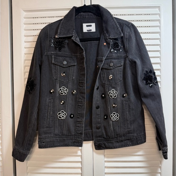 Old navy Jackets & Blazers - Old Navy Charcoal Black Embellished Denim Jacket
